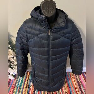 NEW The North Face Long Puffer Jacket Pertex Quantum Snow Navy Blue Small Medium